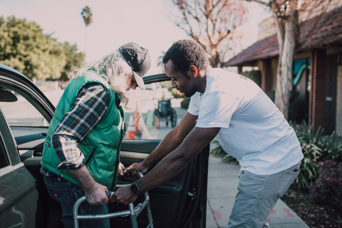 People working together on a community project outdoors